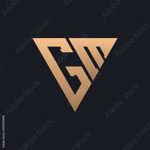 GM Logo Design. Modern, Minimal, Elegant and Luxury GM Logo. Sleek Triangle Monogram Letter GM Logo Design for Brand Corporate Business Identity.