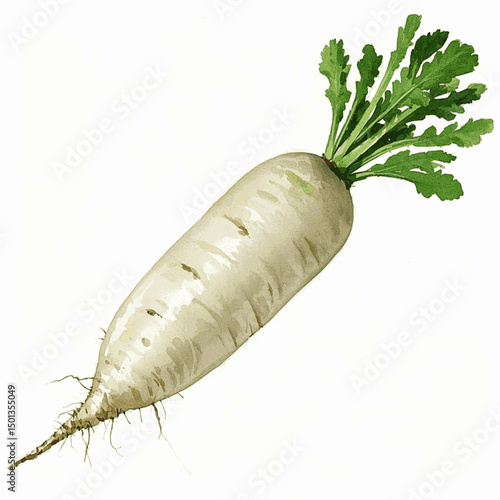 Botanical Veins in Watercolor Hues radish roots isolated vector illustration svg