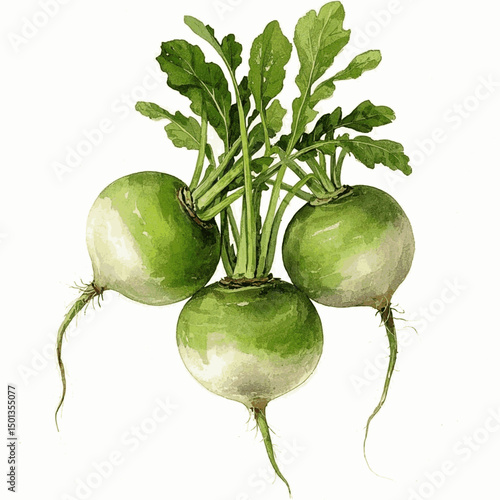 Moonlit tubers & soft strokes turnips isolated watercolor vector illustration svg