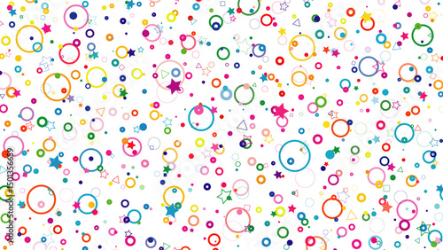 Playful background of bright geometric shapes