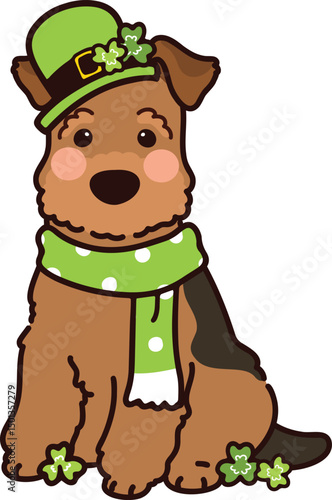 Simple and adorable Saint Patrick's Day illustration of Welsh Terrier
