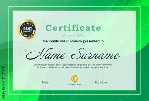 Certificate Of Achievement Award Template Design.