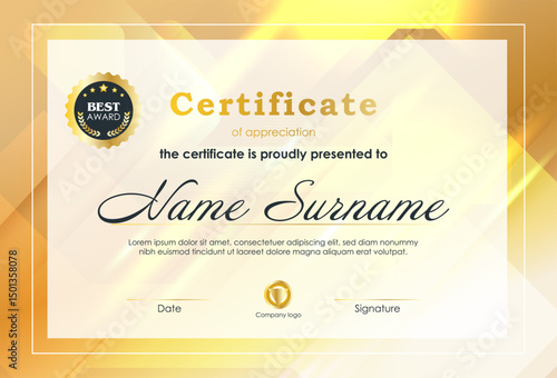 Certificate Of Achievement Award Template Design.