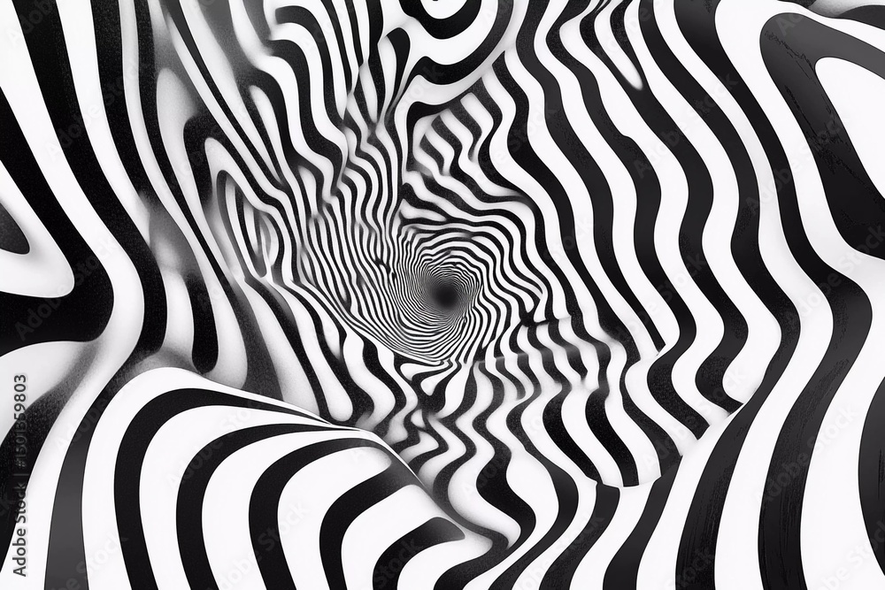 Swirling black and white checkered tunnel creates a mesmerizing optical illusion experience Swirling black and white checkered tunnel creates a mesmerizing optical illusion experience