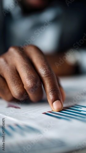 Wallpaper Mural Fingers flipping through financial reports and charts Torontodigital.ca