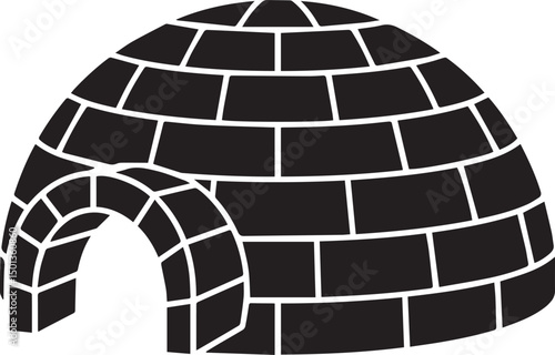 Northern Igloo Silhouette Vector | Black Vector Art Illustration for Arctic Architecture