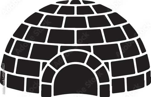 Northern Igloo Silhouette Vector | Black Vector Art Illustration for Arctic Architecture