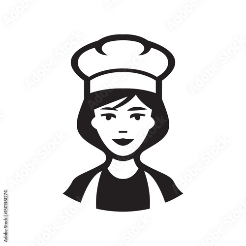 Female chef silhouette vector illustration