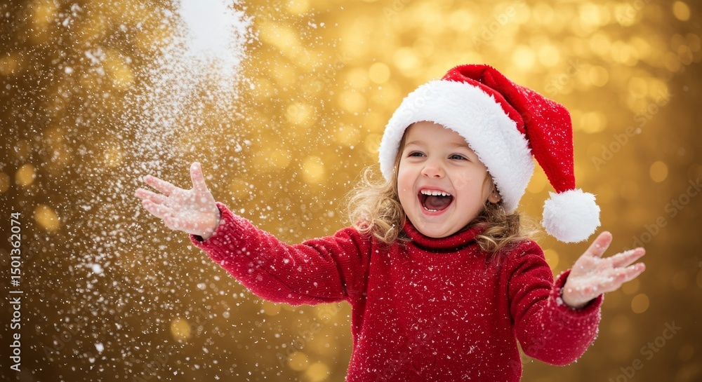 Photo of Happy Child in Red Hat Playing with Snow during Winter Photo of Happy Child in Red Hat Playing with Snow during Winter