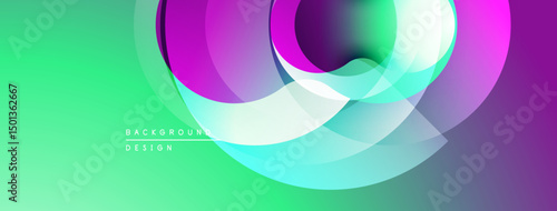 Abstract vibrant design. Overlapping circles create dynamic visual effect. Gradient colors blend smoothly, offering modern aesthetic.