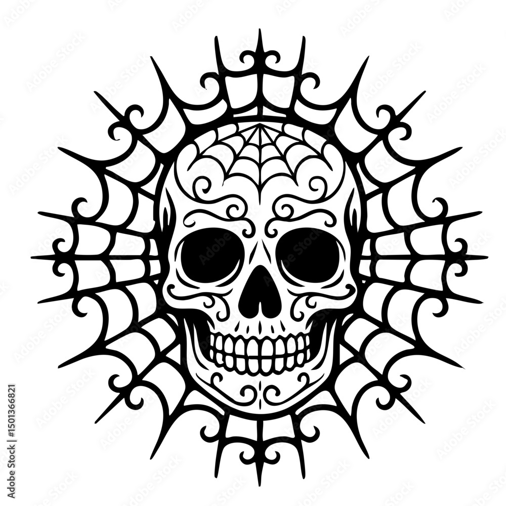 Obraz premium Skull Spider Web