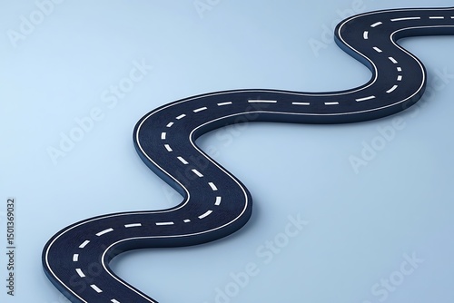 A winding road stretches across the landscape, symbolizing journey and progress, viewed from directly above.