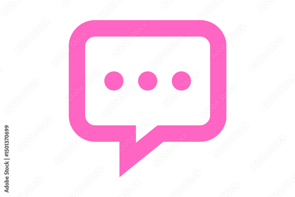 Pink speech bubble icon with three dots, representing typing or chat, on black background. Perfect for communication, messaging, conversation, social media, chat apps, and customer support designs.
Pink speech bubble icon with three dots, representing typing or chat, on black background. Perfect for communication, messaging, conversation, social media, chat apps, and customer support designs.