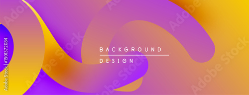 Abstract fluid shapes blend vibrant colors. Gradient transitions create modern background design. Smooth curves suggest movement, energy.