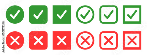 Check and Cross Mark Icons Set