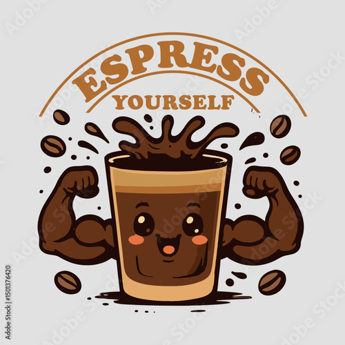 Espresso Yourself T Shirt with Strong Coffee Character