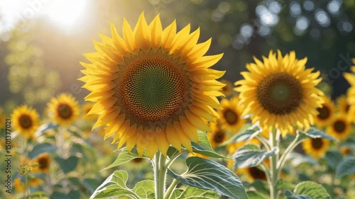 Bright Yellow Sunflower Flower Against a Sunny Nature Background
