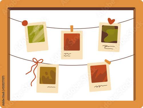 Photo Collage Frame with Hanging Polaroid Pictures