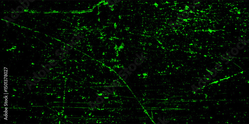 Grunge bright neon background. Green scuffs on a black wall. Dirt grunge distress texture. Overlay grunge. Alpha channel.vector ilustration