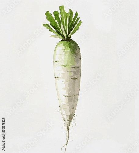 Soil’s Whisper: Radish Threads radish roots isolated watercolor vector illustration svg