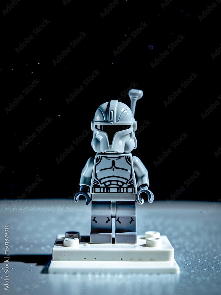 Obraz premium Star Wars Movie Franchise, LEGO Diorama Minifigure Mini Figure, Mandalorian Fictional Character, Fenn Shysa, Bounty Hunter, Boba Fett, LEGO Retail Store, London, UK
