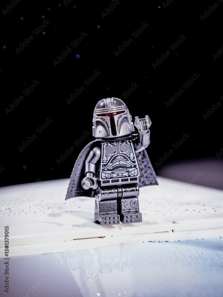 Naklejka premium Star Wars Movie Franchise, LEGO Diorama Minifigure Mini Figure, Mandalorian Fictional Character, Fenn Shysa, Bounty Hunter, Boba Fett, LEGO Retail Store, London, UK