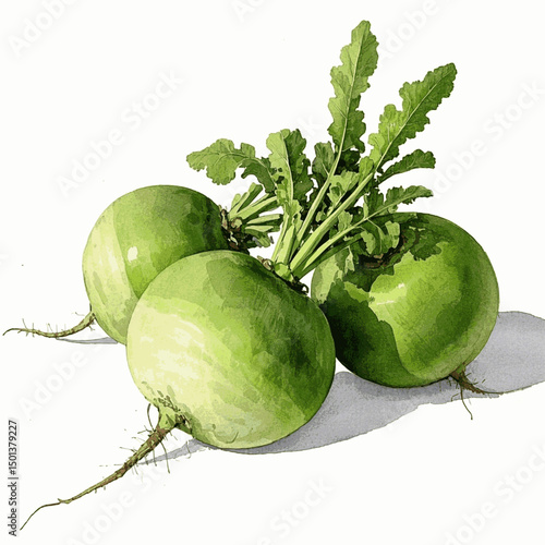 Turnip tones: misty pigments turnips isolated watercolor vector illustration svg