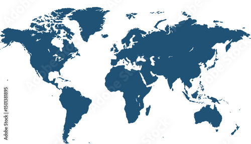 World map. Blue modern vector map. Silhouette map.	