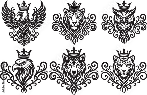 Vector floral vintage ornate decorative seamless pattern elements with scrolls and flourishes