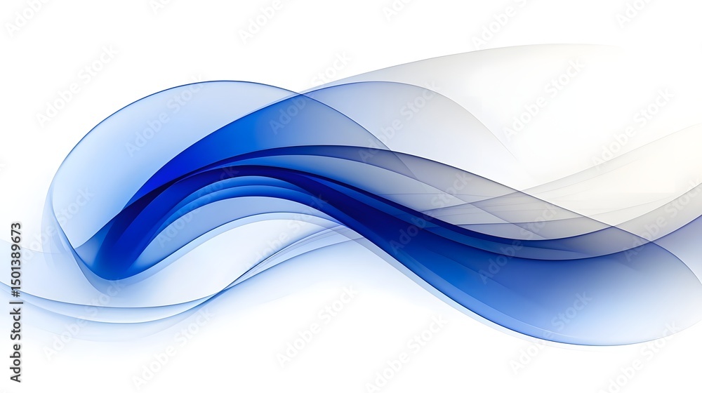 Naklejka premium Smooth Blue Abstract Wave Design with Fluid Curves and Soft Gradient Background