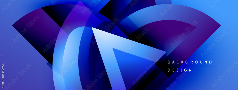 Obraz premium Abstract blue design features overlapping curved shapes. Gradient colors create dynamic visual effect. Text reads background design.