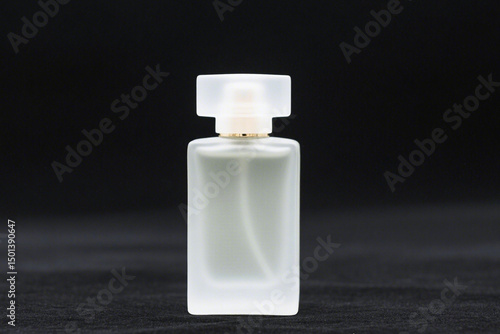 Generative AI perfume bottle isolated on black background
