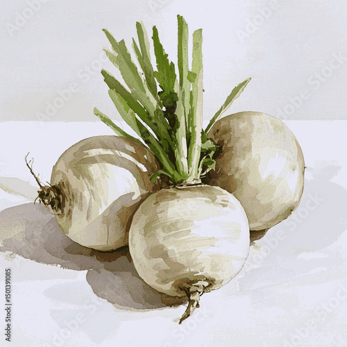 Dusky roots in fluid light turnips isolated watercolor vector illustration svg