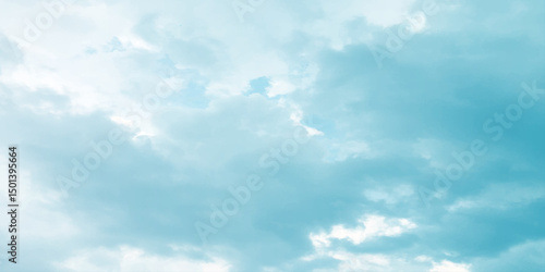 sunny sky blue light watercolor background. Aquarelle painting brush effect card paper textured canvas cloudy smoke space for text, entertaining card, template. aquamarine color graphics illustration