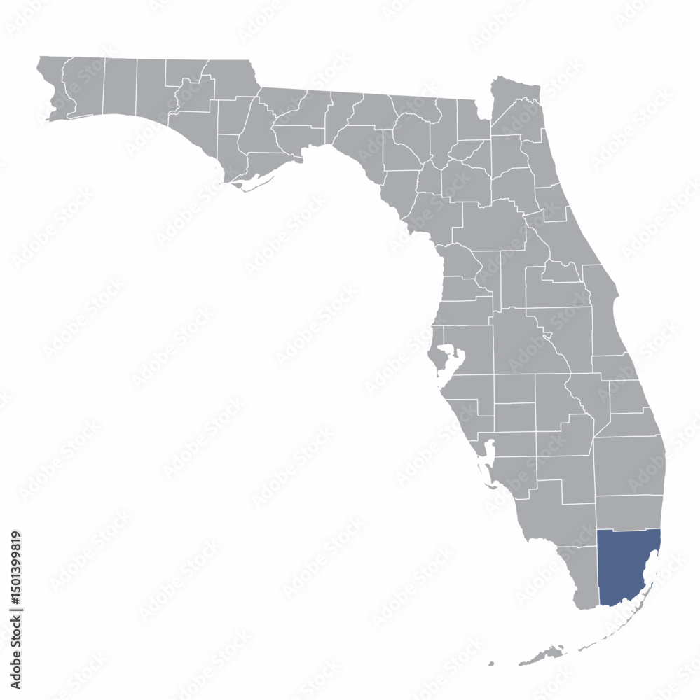 Fototapeta premium Florida map - Miami-Dade County