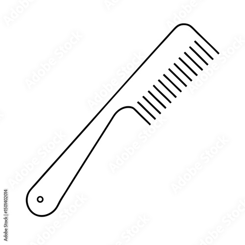 "Minimalist Line Art of Hair Comb – Black and White Vector Illustration"