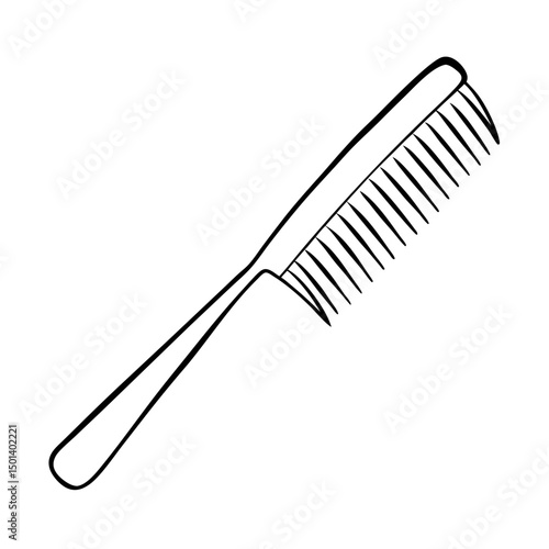"Minimalist Line Art of Hair Comb – Black and White Vector Illustration"