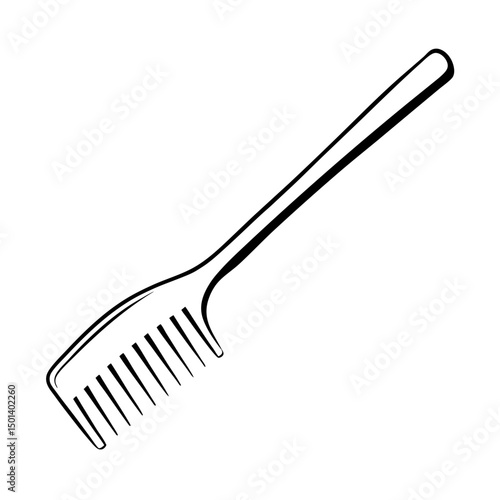 "Minimalist Line Art of Hair Comb – Black and White Vector Illustration"