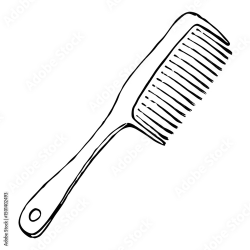 "Minimalist Line Art of Hair Comb – Black and White Vector Illustration"