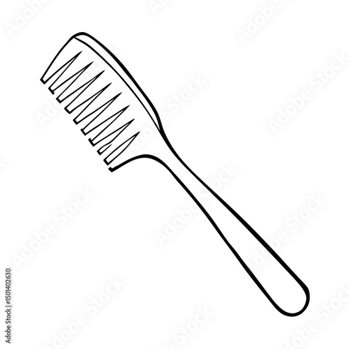 "Minimalist Line Art of Hair Comb – Black and White Vector Illustration"