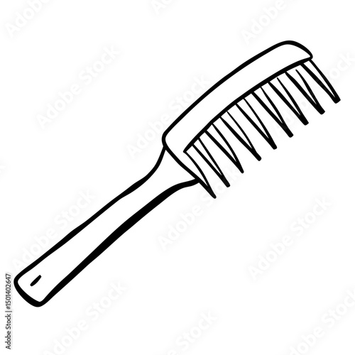 "Minimalist Line Art of Hair Comb – Black and White Vector Illustration"