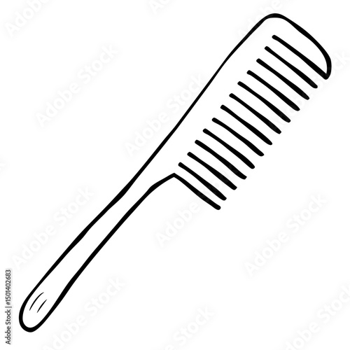 "Minimalist Line Art of Hair Comb – Black and White Vector Illustration"