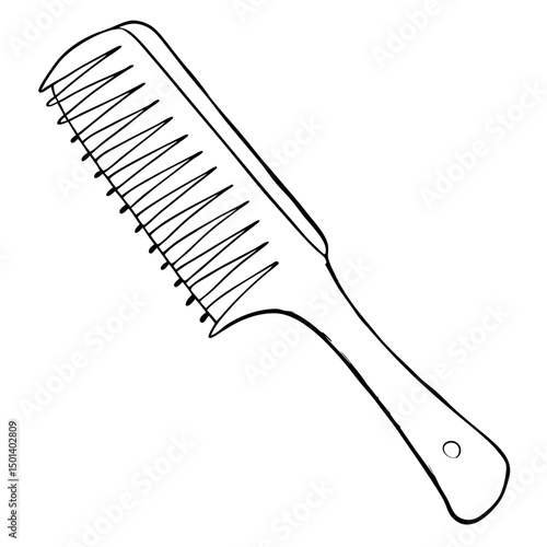 "Minimalist Line Art of Hair Comb – Black and White Vector Illustration"
