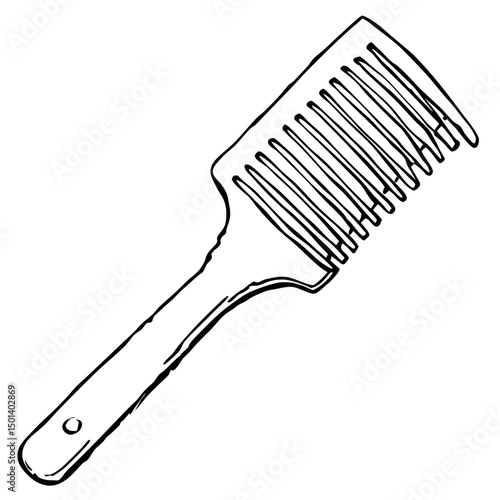"Minimalist Line Art of Hair Comb – Black and White Vector Illustration"