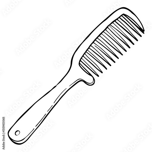 Minimalist Line Art of Hair Comb – Black and White Vector Illustration"

