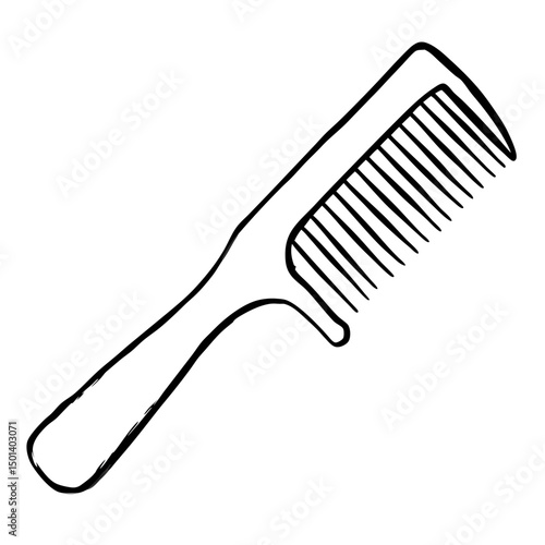 Minimalist Line Art of Hair Comb – Black and White Vector Illustration"

