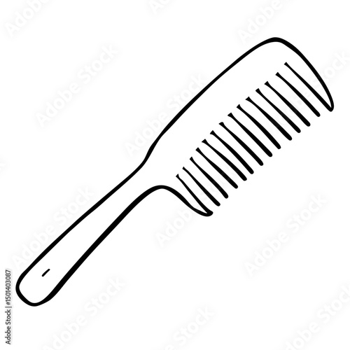 Minimalist Line Art of Hair Comb – Black and White Vector Illustration"


