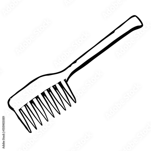 Minimalist Line Art of Hair Comb – Black and White Vector Illustration"

