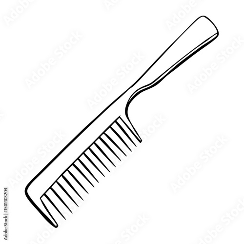 Minimalist Line Art of Hair Comb – Black and White Vector Illustration"

