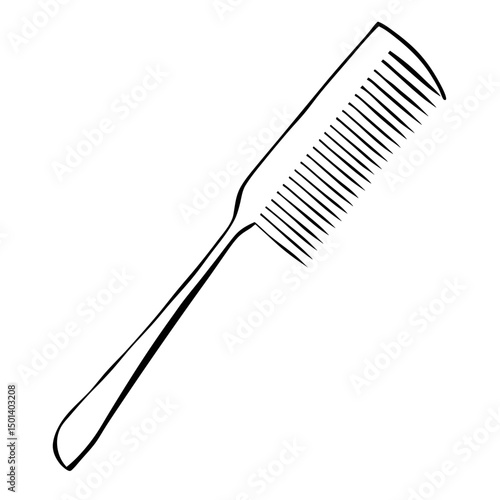 Minimalist Line Art of Hair Comb – Black and White Vector Illustration"


